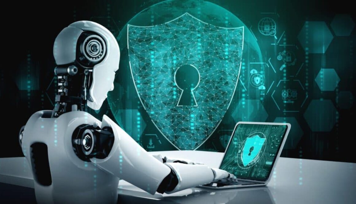 ai robot using cyber security protected laptop
