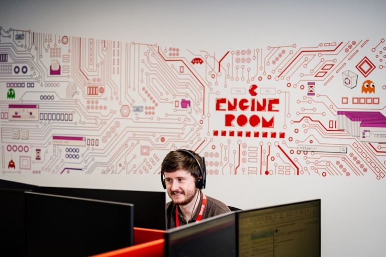 a man on a call discussing cyber security services