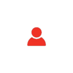 Red user icon representing a person or profile on a transparent background